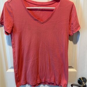Eddie Bauer Coral V-Neck Short Sleeve Tee